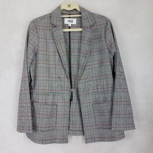 JACK by BB Dakota M Open  Plaid Jacket Blazer Gray